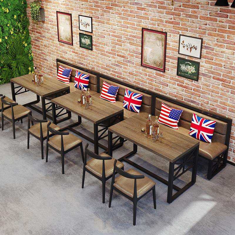 饭店烧烤店餐馆餐桌椅清吧商用工业风卡座沙发组合铁艺实木桌椅子,电子元器件市场,其它元器件,淘宝优惠券,粉丝福利购,淘宝优惠卷