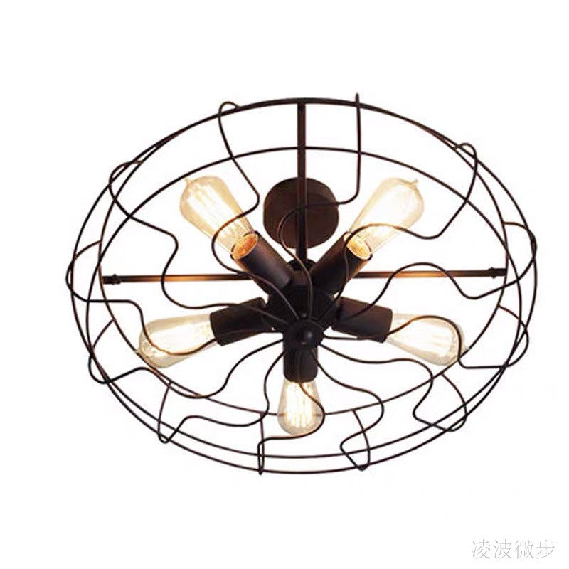 美式复古铁艺多头风扇吊灯
