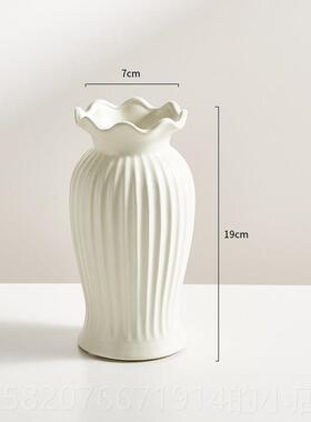 高档陶瓷瓶摆件客厅插鲜花高级感红覆古美白色干 干网燥花式陶罐