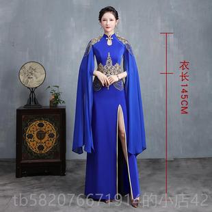 古筝演改出 年轻款 高档中国5风旗袍202年新款 高良端表演走秀大尺码