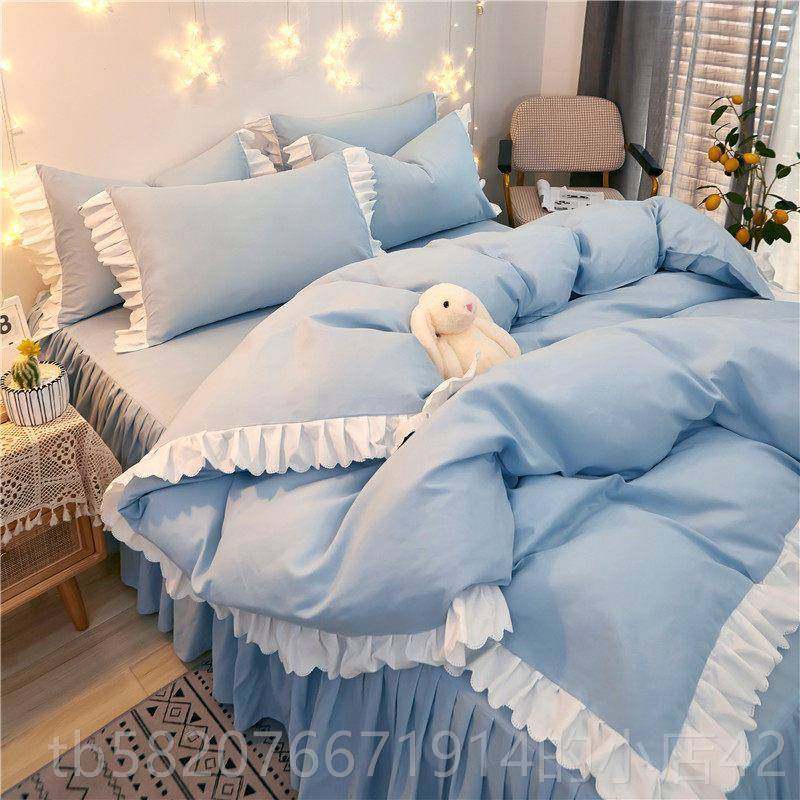 高档红四套纯棉公主件风格床、床裙、蕾丝被套、少女心单加厚床上,床上用品,酒店床品套件,淘宝优惠券,粉丝福利购,淘宝优惠卷