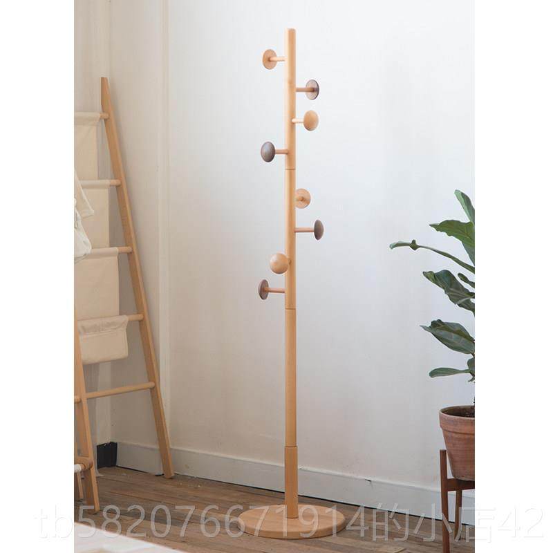 高档北欧实木挂鞋衣架落地架卧室木质衣帽架简易家用衣服子换凳式