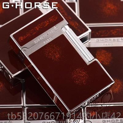 高档法国hore正品纯黄s铜朗打火机男防风超薄神骏充声气创意个性g