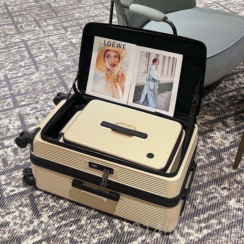 高档新款侧开 口行李女多功能向轮密拉杆箱码20寸扩箱容深万仓旅