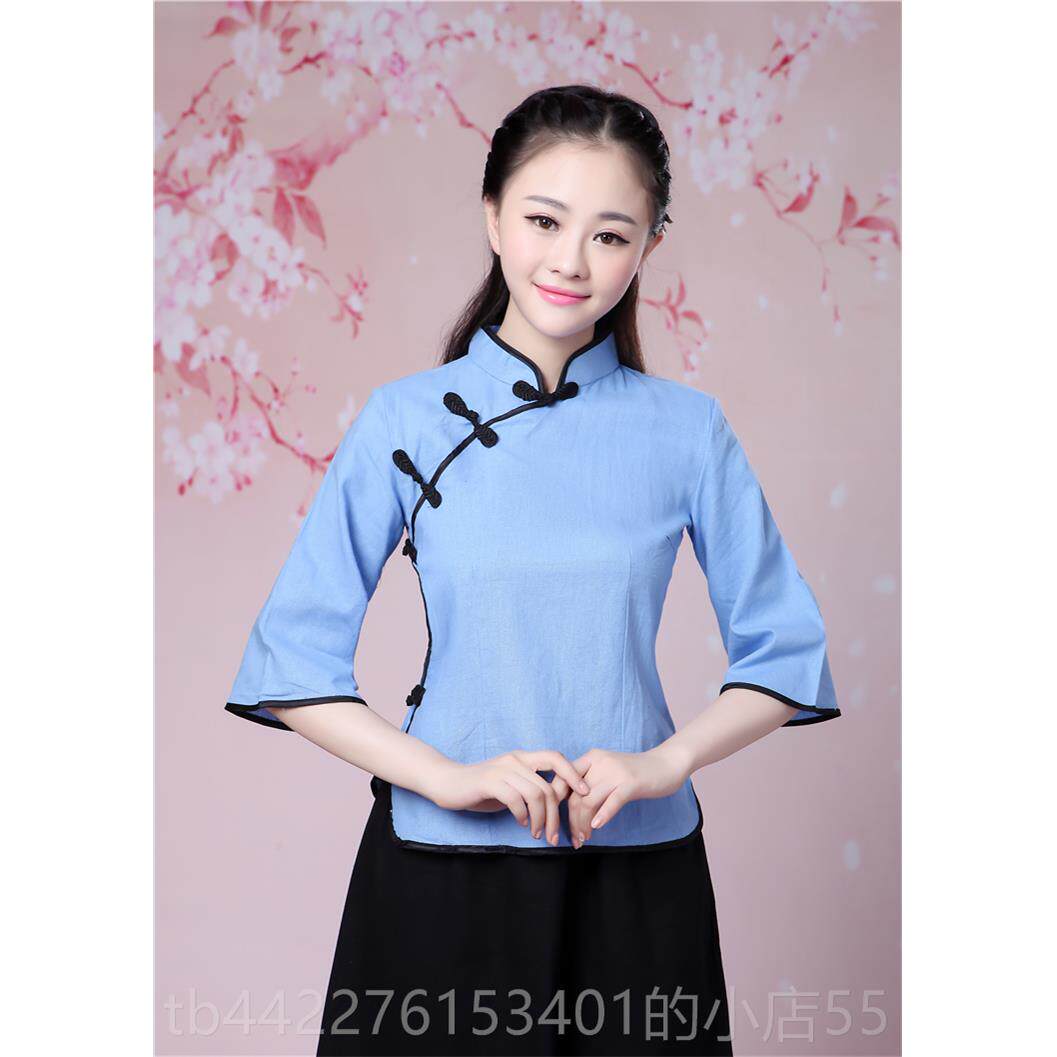 高档民国学生女四青装年五装复古风棉麻古装汉服毕业班服校合服唱