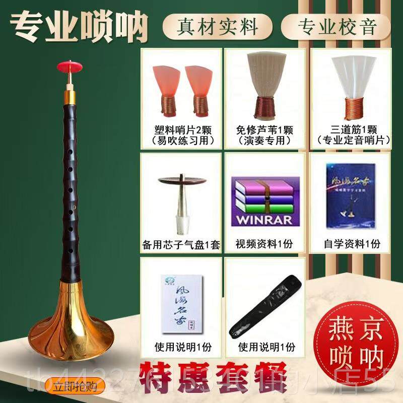 高档六孔长笛唢呐专业器六孔长呐笛指法锁唢乐全套为成人和儿童初