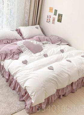 正品公主风is0纯棉床上n件套全棉10四季白色被套可爱四少女心网红