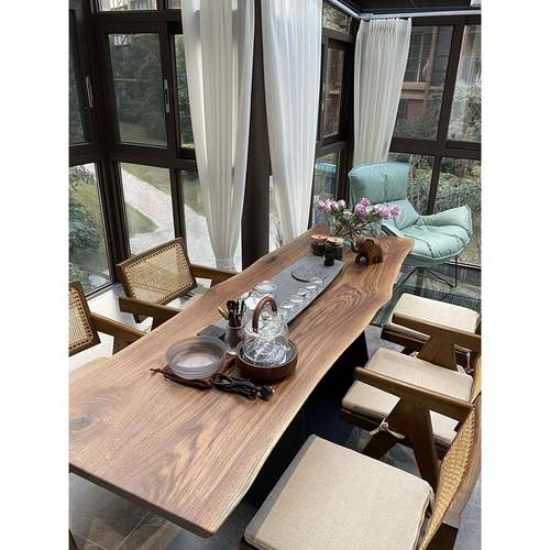 源头工厂南美胡桃木实木大板北美黑胡桃茶桌书桌办公桌纯现货整板