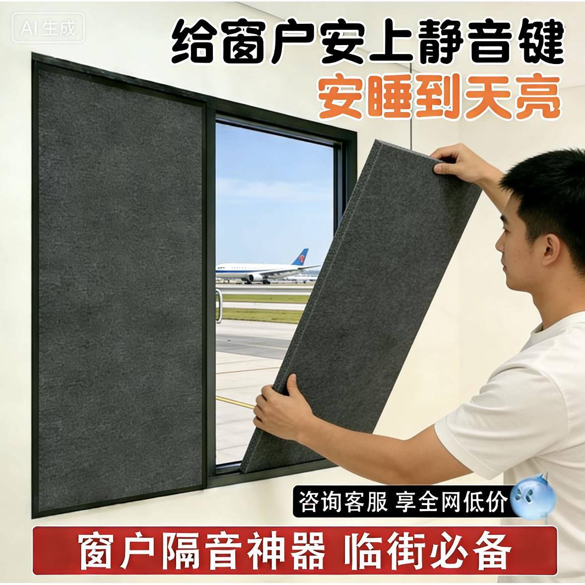 可拆卸窗户隔音板可定制 免打孔临街降噪神器 卧室隔音棉租房专用图片