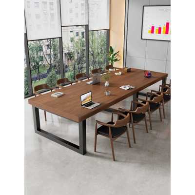 实木会议桌长桌简约现代长条大板桌会议室长方形办公洽谈书桌餐桌