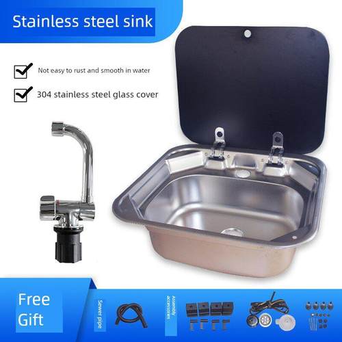 Rv水槽盖，304不锈钢折叠翻盖洗脸盆，Rv改装用品