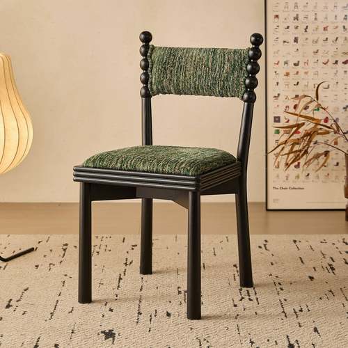 霍斯椅法式实木餐椅家用复古2025新款梳妆椅中古风软包靠背休闲椅