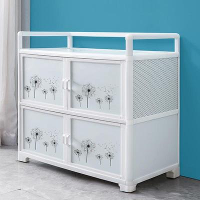 厨房置物架落地多层多功能铝合金储物柜子带门整体橱柜家用碗盘柜