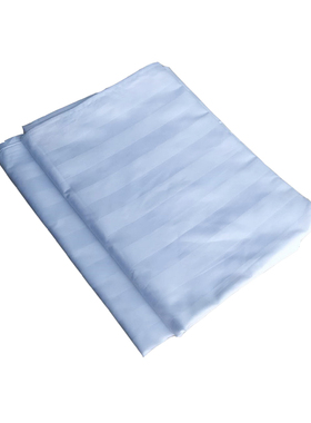 宾馆酒店床单被套枕纯棉单双人单件全棉白色厚段条医院床上用品