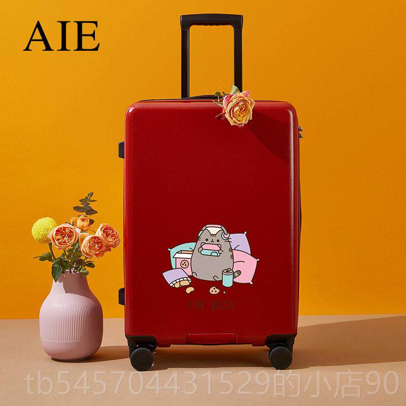 正品卡通可爱旅行推车箱女小20英生寸学网手红行李箱24耐密码登机
