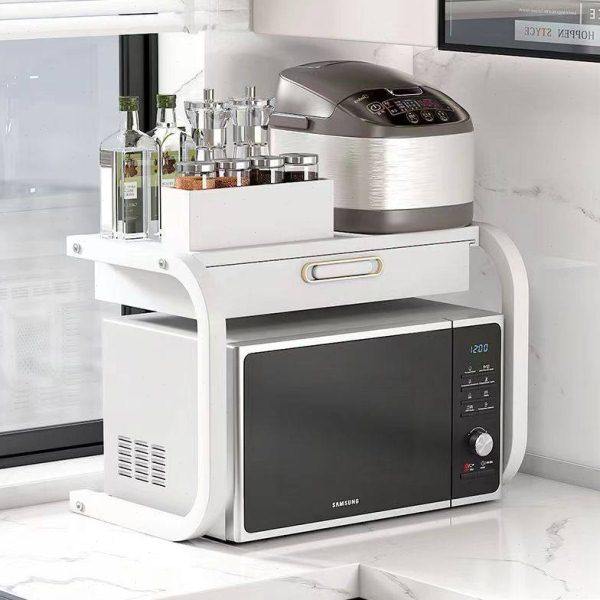 新款二层微波炉置物架厨房置物架烤箱电饭煲u型轻奢台面带抽屉架,厨房/烹饪用具,微波炉置物架,淘宝优惠券,粉丝福利购,淘宝优惠卷