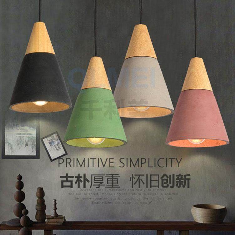 新款工业风彩色复古水泥吊灯餐厅过道吧台咖啡厅小实木水泥吊灯