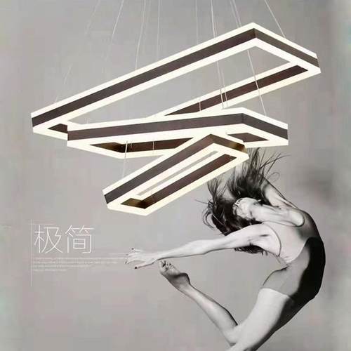 长方形三层客厅吊灯铝材亚克力圈圈餐厅卧室上下发光办公室灯