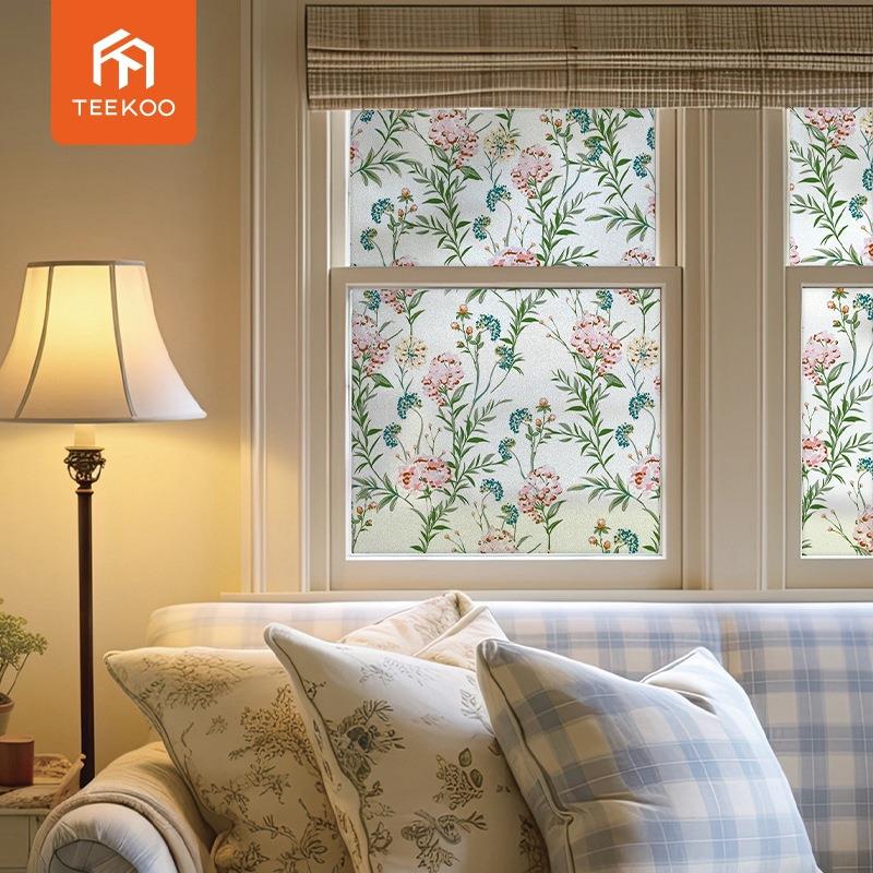 小清新植物静电磨砂玻璃贴防隐私客厅阳台卫生间窗户贴纸透光防窥