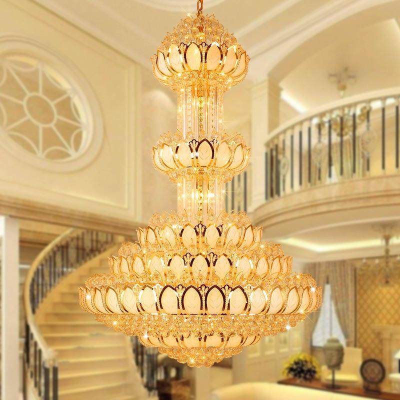 特价金色复式楼大厅客厅水晶大吊灯别墅酒店大厅吊灯寺庙吊灯