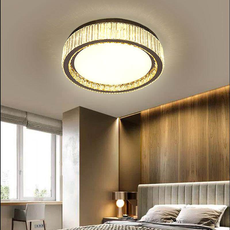 2021新款卧室水晶吸顶灯后现代北欧圆形儿童创意浪漫卧室led灯具