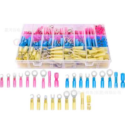 270PCS 盒装热收缩线连接器防水船用汽车叉-钩-铲形对接端子组合