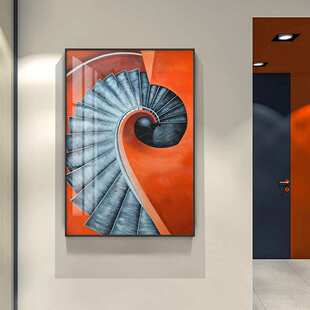 现代简约玄关装饰画楼梯壁画艺术大尺寸样板间油画北欧风客厅挂画