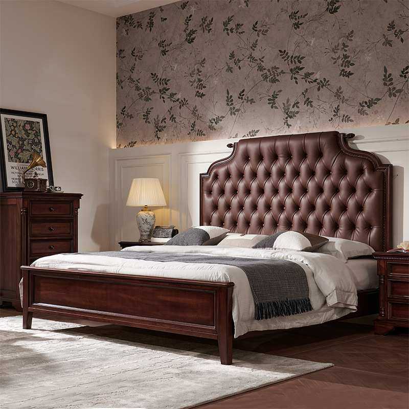 复古美式床实木植物真皮软靠双人床法式中古风主卧高端家具大床,模玩/动漫/周边/娃圈三坑/桌游,模型制作工具/辅料耗材,淘宝优惠券,粉丝福利购,淘宝优惠卷