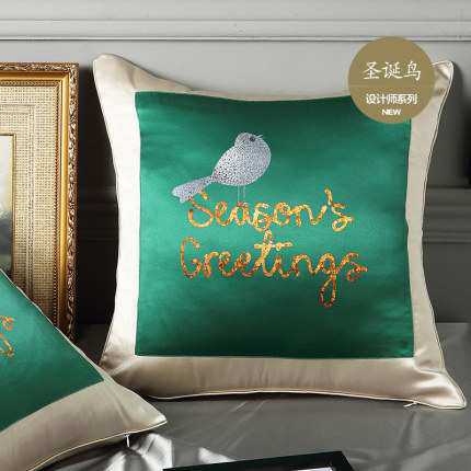 圣诞系列抱枕真丝面料创意设计专版专用抱枕抱枕套带芯外贸
