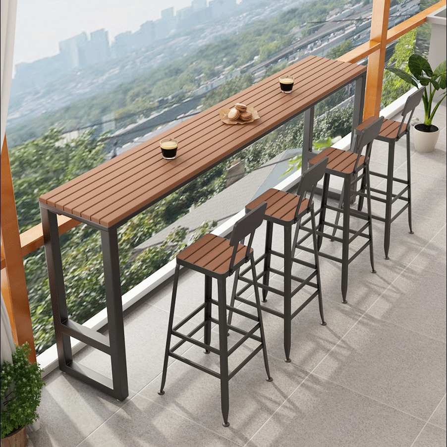户外沙滩吧台桌高脚桌简约酒吧餐桌奶茶店桌椅组合酒店长条桌窄桌