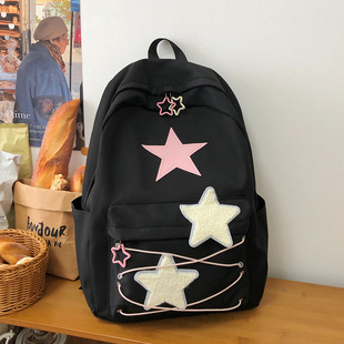 书包初中女生高中生高颜值大容量黑色书包女生大学生小众多巴胺