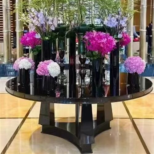 酒店大堂花台大厅大圆桌大理石圆桌端景台售楼处摆台会所风水台