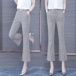 九分微喇裤女薄款2021夏季新款棉麻女裤高腰显瘦春夏西装喇叭裤子