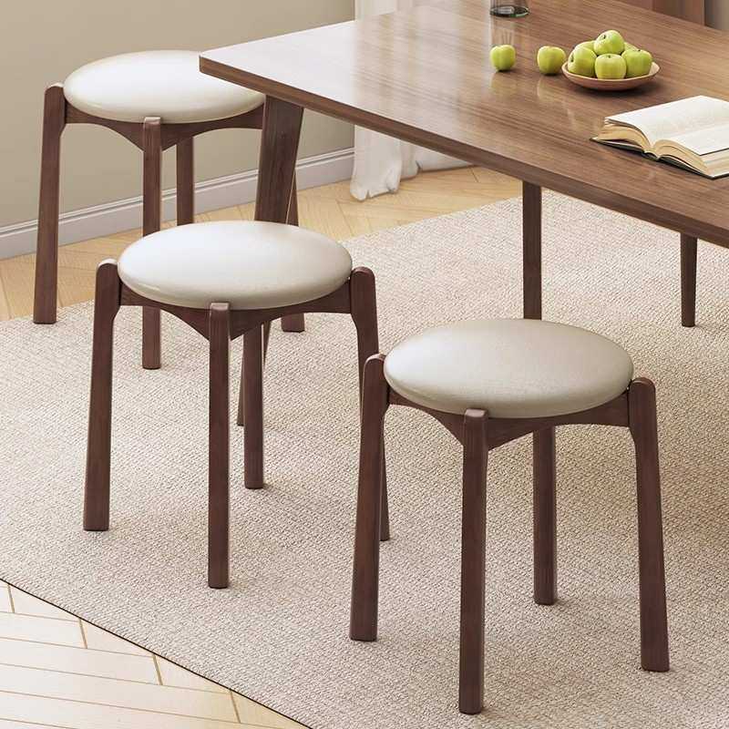 凳子家用餐桌凳出租房用不占空间椅子结实耐用高凳可叠放实木圆凳