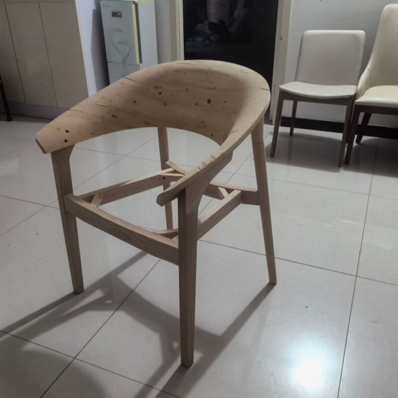 散装北欧酒店餐椅肯尼迪总统椅圈椅山东实木家具白茬椅子白坯