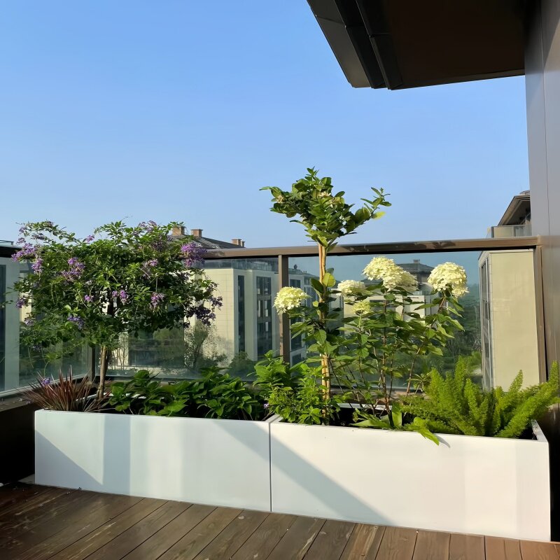 户外不锈钢花箱阳台种植箱商业街成花坛组合铁艺花箱长方形花槽