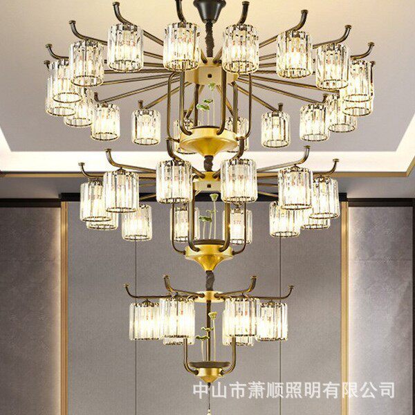 新中式轻奢玻璃客厅吊灯中国风荷花水晶装饰灯饰灯具餐厅LED禅意