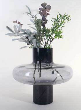 简级约代创意F1266高灰色玻现璃花瓶水培花器家居板房玄关装样饰