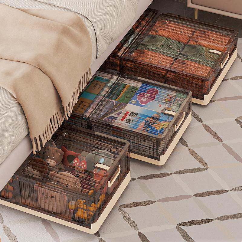 床底透收纳纳箱带滑轮防尘家用服整理箱塑料收衣明床底折叠盒可折