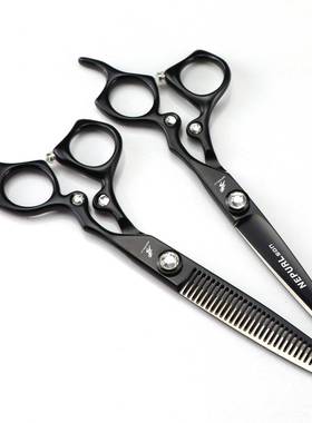 6.0寸奈普森XGLB-01 黑色烤漆柄砖 虎头款 美发剪刀 平剪牙剪打薄