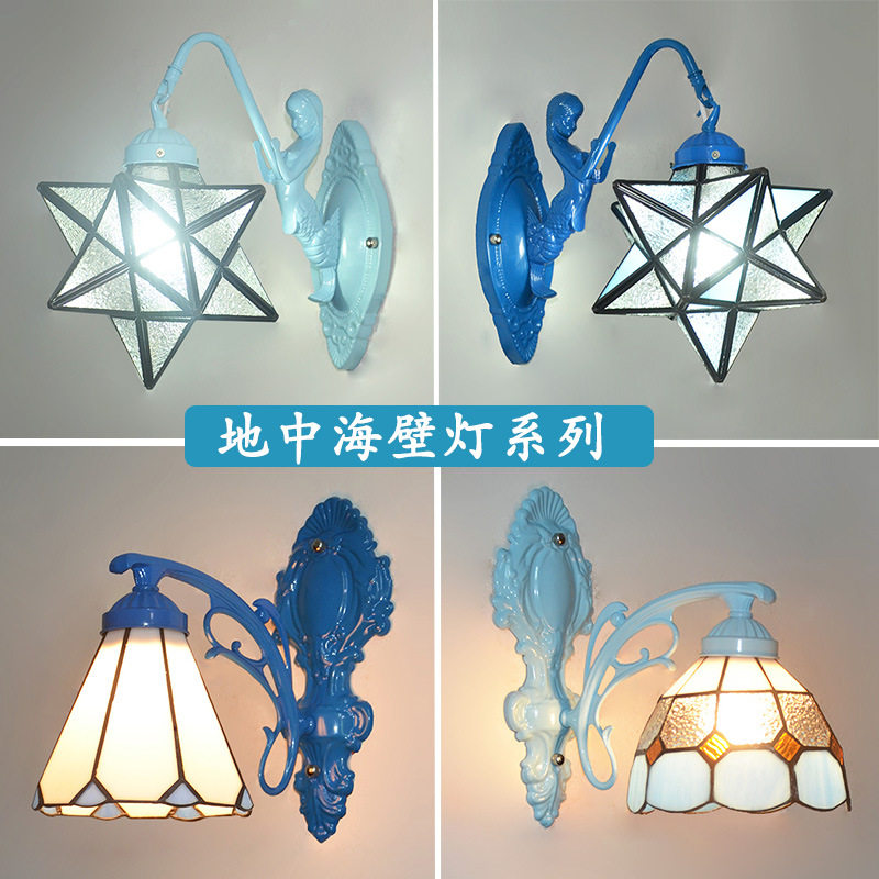 欧式壁灯蒂凡尼壁灯地中海客厅电视背景墙壁灯卧室床头走廊过道灯