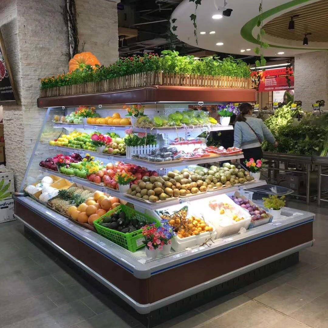 佰鲜异形风幕柜环岛保鲜柜超市酸奶饮料方形分体式展示柜出口跨境