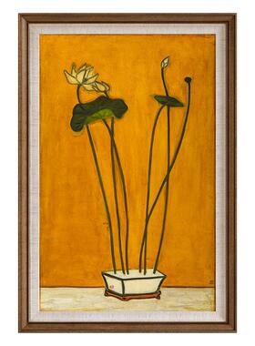 法式小众复术古艺玄关装饰画新中餐柜壁式ht0390画常玉大边师盆栽