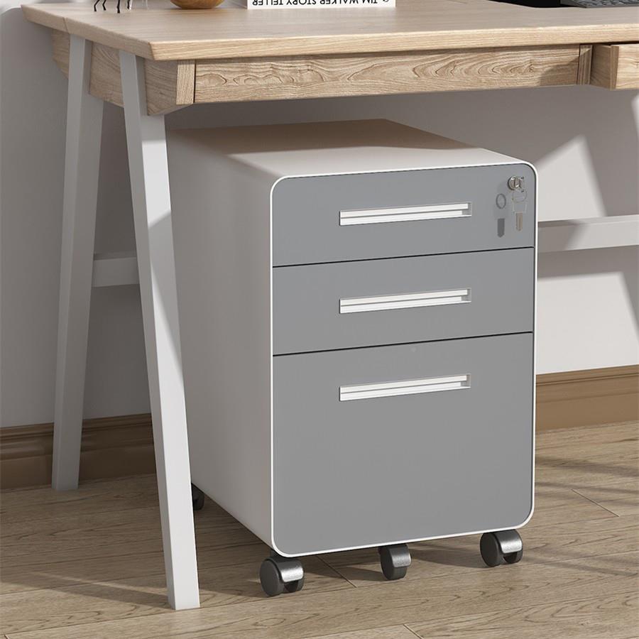 桌下活动小柜铁皮文储件柜办公室物柜移动锁矮柜收纳柜子FYUDFH28