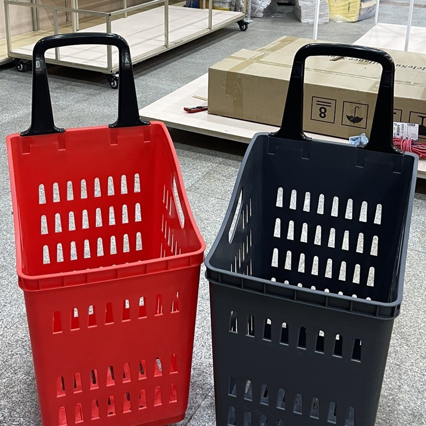 超市便利店加厚加大带轮购物篮