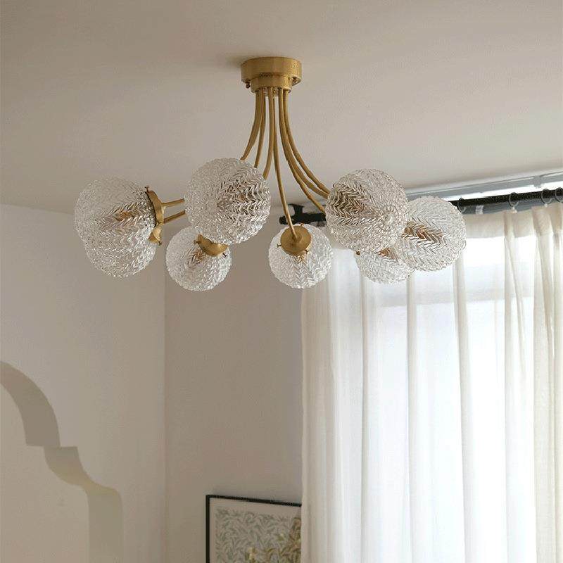 式球形玻顶488璃法式轻奢全光美谱卧雪室吊灯餐厅主卧客厅波浪球