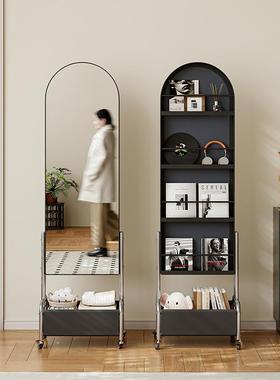 全身镜落地卧收室可移动镜子中风纳置物杂架DCQ志架旋转穿衣镜家