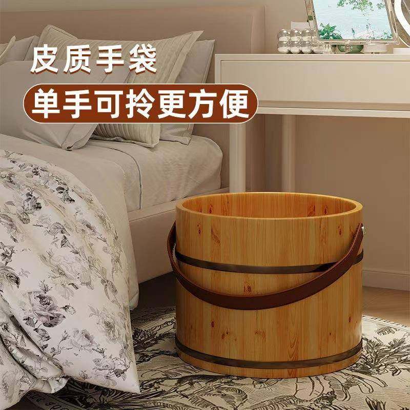 便携手提泡脚桶家木质洗脚盆泡脚盆用木桶实木按摩01桶过小腿洗脚