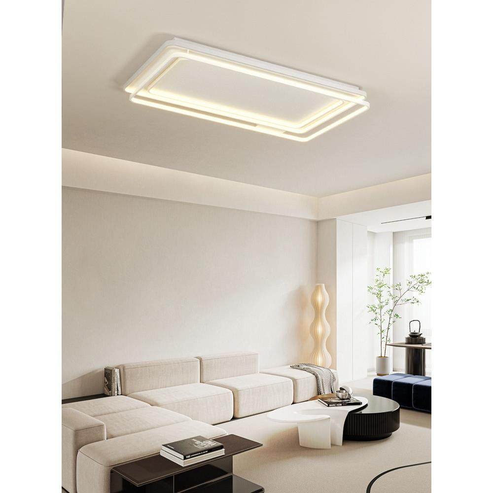 客厅吸顶灯简大气大灯新款42664现代约设厅计师极白色长方简形led