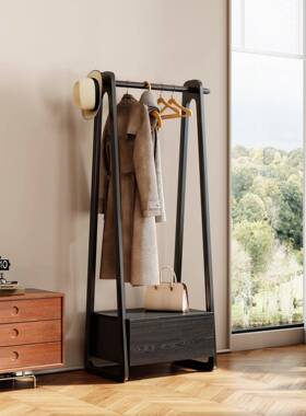 ?床木头柜衣帽架一体落地衣架卧挂室实带抽UTH收纳置屉物柜斗柜衣